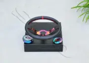 350mm/13.5" Neo Chrome Spoke PVC Leather Deep Dish Steering Wheel + QuickRelease (for: Toyota)