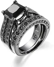 [Tbkoly] Women's Personalised Jewelry Rings,Adjustable Antique 2PC Foot Silver Jewelry Metal Toe Women Ring Beach Rings Cool Rings for Teens Boys (Color : Black#1, Size : One Size)