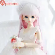 BJD 1/4 Doll Girls Dolls XMAS Gift Gradient Wig Hair Eyes Face Makeup Dress Toy