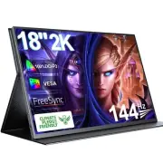2K 144Hz Portable Monitor 18 Inch 2560x1600 Portable Gaming Monitor 100% DCI-P3