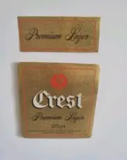 Courage Crest Lager 370ml Brand Original Unused Beer Bottle Paper Labels - A47