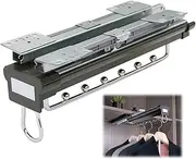 Pull-Out Closet Valet Rod Trousers Rack Clothes Rail with Buffer,Heavy Duty Retractable Pants Adjustable extendable Hanging Sliding Wardrobe Clothing Hanger Space Saving and Storage,top Mount KeYJ