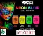 GLOBAL UV Glow Face Paint Neon 4 x 200mL Black Light Glow in the Dark. COOL!!!!!