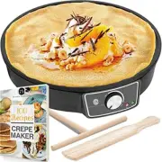 Electric Non-Stick Crepe Maker Griddle w/ Batter Spreader (12 Inch)