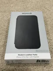 Nomad Modern Horween Leather Folio Case For iPhone 13 Pro Max - Black - New