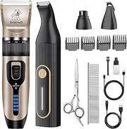 Gooad Dog Clippers for Grooming for Heavy Thick Hair&Coats,Low Noise Dog Hair Trimmer,Rechargeable Cordless Pet Shaver, Dog Grooming Kit with Paw Trimmer Nail Grinder for Small Large Dogs Pets