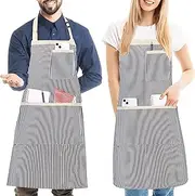 2 Pack Stripe Kitchen Apron, Adjustable Bib Soft Apron with 3 Pockets, Chef Aprons for Men Women, Cooking Aprons for BBQ Painting Gardening Baking Restaurant