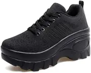 Pucepen Orthopedic Walking Shoes for Women Chunky Platform Comfort Wedge Walking Shoes for Women Non-Slip Breathable Slip-On Womens Trail Running Shoes