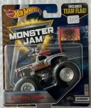 EL TORO LOCO CHROME #3/7 Monster jam Hot Wheels 2017 w/Flag 25th ANNIVERSARY