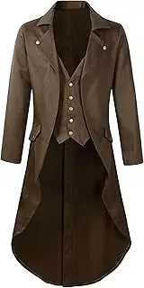 [KEOYA] Men's Gothic Victorian Frock Long Tuxedo Coats Uniform Halloween Costume Steampunk Vintage Tailcoat Jacket