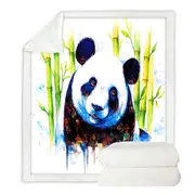 Animal Art Painting Bamboo Panda Throw Blanket