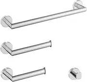 Bathroom Hardware Set,YUNDOOM,Towel Bar,Towel Hook,Toliet Paper Holder,Chrome Towel Bar for Bathroom,Towel Rack Wall Mounted,18 Inch Towel Bar Set,4 Piece Towel Bar Kit.