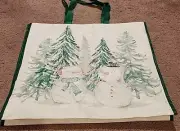Marshalls Snowmen With Forest - Large Reusable Shopping Tote Eco-Friendly Bag