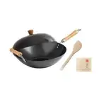 Joyce Chen , Classic Series Carbon Steel Wok Set, 4-Piece, 14-Inch, Charcoal