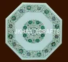 3'x3' Marble Dining Table Top Side Table Malachite Floral Inlay Heritage Decor