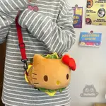 創意 新款 漢堡HELLO KITTY包包 黑皮 KITTY貓斜背包 漢堡貓咪包包  貓咪毛絨包包 HELLO KITT