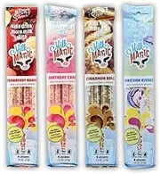 Milk Magic Milk Flavoring Straws, 4-Pack Bundle (16 count),Unicorn Kisses, Strawberry Banana, Birthday Cake, Cinnamon Roll
