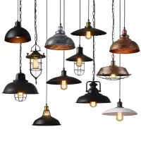 在飛比找蝦皮購物優惠-LED復古工業風燈美式loft鐵藝燈罩鍋蓋吊燈 懷舊餐廳咖啡