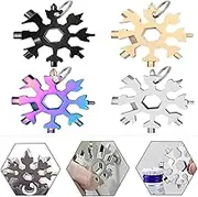 4 Packs Snowflake Multi Tool,18 in 1 Snowflake Multitool,Snowflake Wrench/Bottle Opener/Screwdriver Kit, Stainless Steel Portable Star Tool for Christmas Great Gifts