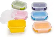 Annaklin Collapsible Food Storage Containers with Lids, Small Silicone Snack Containers, Stackable Portion Control Containers, Mini Fridge Organizer, Microwave Freezer Dishwasher Safe, 6.5oz, 6 Pack