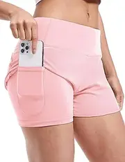 [MIER] Women's 2 in 1 Running Shorts Athletic High Waisted Workout Tennis Gym Shorts with Liner Zipper Pocket 3"