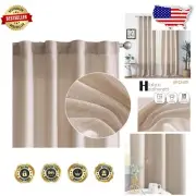 Elegant Linen Textured Curtains - 90in Light Filtering Drapes in Heathered Tan