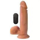 Big Shot - 9 inch Vibrating Wireless Rechargeable Silicone Dong with Balls Flesh