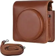 Portable Instant Camera Case Carry Bag PU Leather with Shoulder Strap Compatible with Fuji SQUARE SQ1 Instant Camera Brown