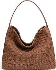 [Niction] Slouchy Suede Woven Hobo Bags Women Trendy Suede Purse Crossbody Crescent Shoulder Satchel Bag Top Handle Tote Handbag