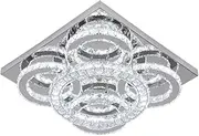 Eli & Co. Lighting Aveline Modern Crystal Chandelier LED Flush Mount Ceiling Light Fixture Round Dimmable Ceiling Light 40.5cm with 3 Colour Temperatures for Bedroom, Living Room, Kitchen, Lounge