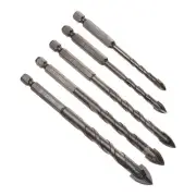 5pcs Titanium Masonry Drill Bit 5-12mm Cross Drill Bits Tip 90-122mm Yellow