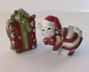 Kitty Kringle Fitz and Floyd Salt and Pepper Shaker Set Christmas Holiday Table