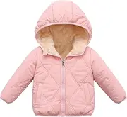 [FEOYA] Kid Thick Jacket Boy Girl Hooded Outerwear Winter Hoodie Jacket Fleece Lined Zip Up Puffer Outfit Windproof Warm Cotton Coat Snowsuit with Pockets for 3-8 Years