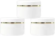MYOC White Plastic Jar with Dome Lid 100gm (3.5 Oz) Refillable Make-up Cosmetic Jars Empty Face Cream Eye Shadow Lip Balm Lotion Storage Container Pot Case (Pack of 3)