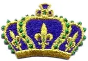 MARDI GRAS CROWN IRON ON PATCH APPLIQUE ACTUAL SIZE: 2 X 1 1/4 inch