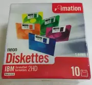 Imation Neon Diskettes IBM Formatted 2HD 1.44MB 10PK