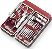19 in 1 Stainless Steel Manicure set Professional Nail clipper Kit of Pedicure Tools Ingrown ToeNail Trimmer,red