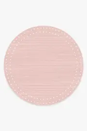 245' Round | Machine Washable Runner Rug | Kid & Pet Friendly | Indoor Rug | Dot Border Pink Rug | Ruggable