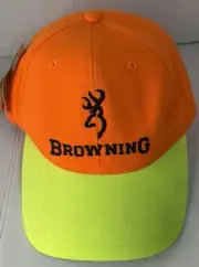NWT Vintage Browning Hunter Safety Hat Cap Yellow Orange 100% Nylon OSFM