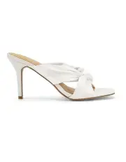 [SIREN] Nicola Satin Knot Mules in White