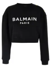 [Balmain] Balmain-Logo Felpe Bianco/Nero-Donna S White/Black