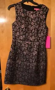 Betsey Johnson dress W/ Metallic Accented Roses