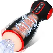 Automatic Hands Free Male Masturbator, 10 Vibration Masturbation Cup with 7 Sucking & 7 Squeezing Modes Machine, Electric Vibrating Pocket Pussy 3D Sleeve Male Stroker, Adult Sex Toy for Men