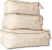 Travel Packing Cubes Set of 3 large | Eco-Luxury Juco for Backpacks & Suitcases | Stylish, Durable Sustainable Storage Solution | Beige | Mika Creations