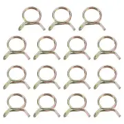 15Pcs Double Wire Spring Hose Clamps, 23mm Tube Clips, Color Zinc
