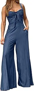 [Generic] Jumpsuits for Women Summer Vintage Women Denim Jumpsuits Summer Sleeveless Solid Dungaree Wide Leg Trousers Oversize Loose Pantalones Overalls Deer Jumpsuit for Women