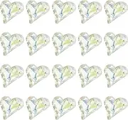 uxcell 20 Pcs 3D Heart Transparent Nail Rhinestones 12x13mm K9 Glass Crystal Rhinestones Pointed Back Crooked Heart Gems for Nail Charm Art DIY Decoration Craft