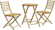 3 Piece Bistro Set Bamboo, Garden Furniture Sets