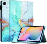 for Samsung Galaxy Tab S6 Lite Case 10.4 inch with S Pen Holder 2022 2020 Model (SM-P610/P613/P615/P619), Smart Auto Wake/Sleep, PU Leather Folio Cover with Multi-Angle Stand, Marble Green