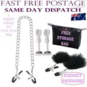 Nipple Clit Chain Clamp Twister Fetish Sex Toy BDSM SM Women's Feather Couples